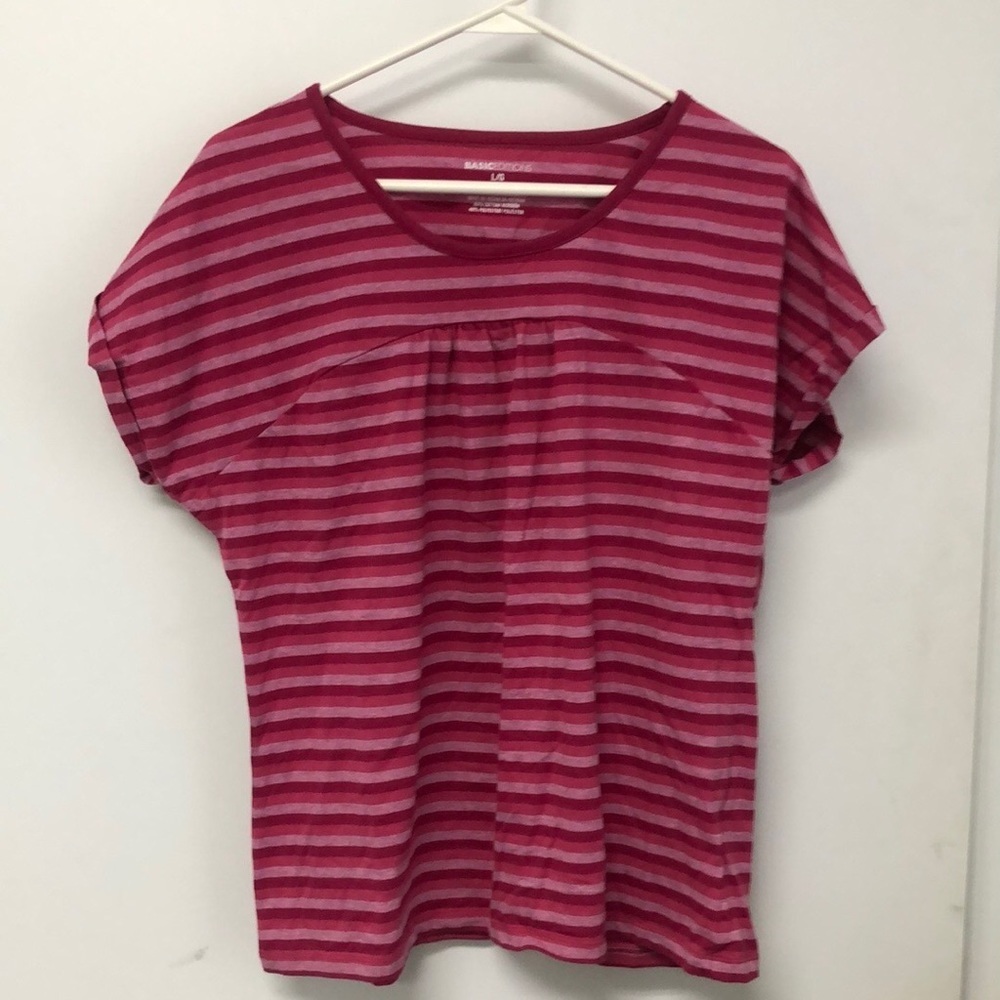 BASIC Editions Cuffed Sleeve Semi Pleated Top Size Large T266